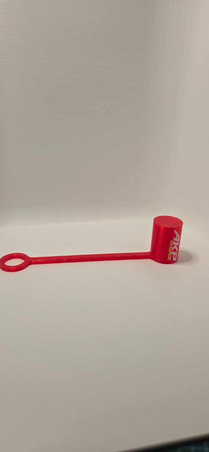 Red AKP WORX grease gun cap cover side view