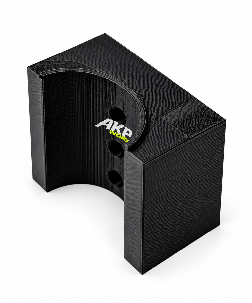 AKP WORX DeWalt 18V grease gun holder in black, side view