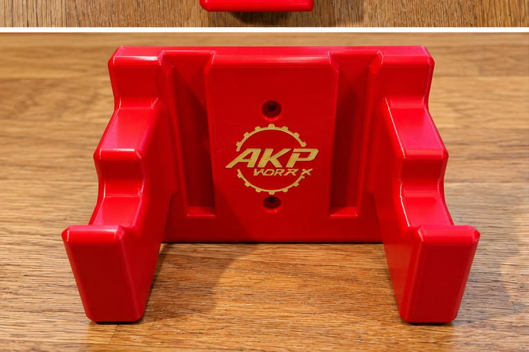 AKP WORX Milwaukee M18 Transfer Pump wall holder - front view